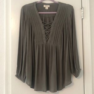 Style & Co long sleeve criss-cross front shirt